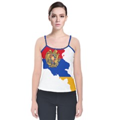 Borders Country Flag Geography Map Velvet Spaghetti Strap Top by Sapixe