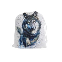 Gray Wolf - Forest King Drawstring Pouch (large) by kot737