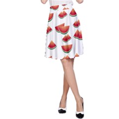 Summer Watermelon Pattern A-line Skirt by Pakrebo