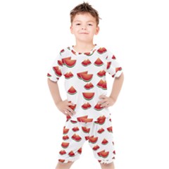 Summer Watermelon Pattern Kids  Tee And Shorts Set by Pakrebo