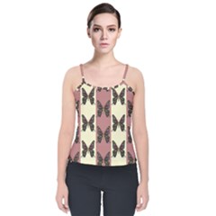 Butterflies Pink Old Old Texture Velvet Spaghetti Strap Top by Pakrebo