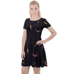 Black And Dandelion Digital Paper Cap Sleeve Velour Dress  by Pakrebo