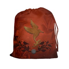 Elegant Decorative Bird Drawstring Pouch (xxl) by FantasyWorld7