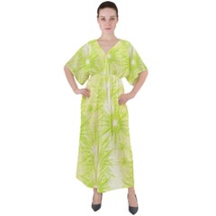 Background Green Star V-neck Boho Style Maxi Dress by HermanTelo