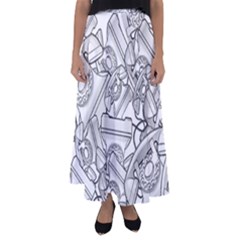Phone Dial Communication Technology Flared Maxi Skirt by Pakrebo