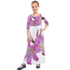 Lily Belladonna Easter Lily Kids  Quarter Sleeve Maxi Dress by Pakrebo