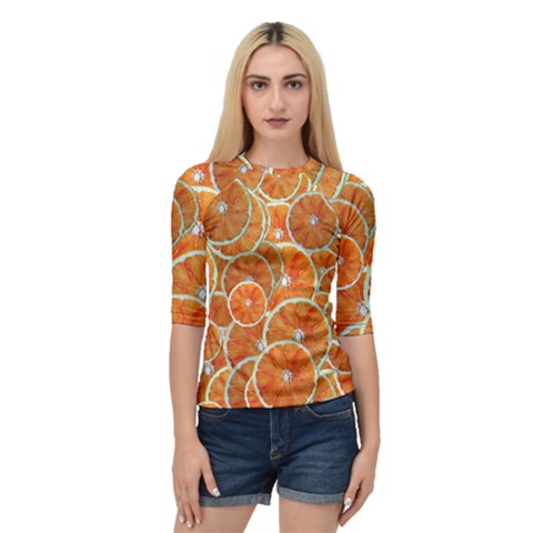 Oranges Background Quarter Sleeve Raglan Tee by HermanTelo