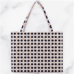 Black Flower On Yellow White Pattern Mini Tote Bag by BrightVibesDesign