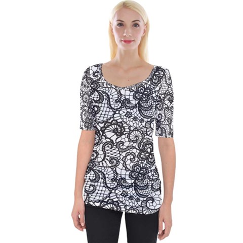 Encaje Wide Neckline Tee by Sobalvarro