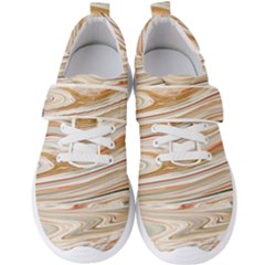 Brown And Yellow Abstract Painting Men s Velcro Strap Shoes by Simbadda