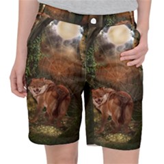 Awesome Wolf In The Darkness Of The Night Pocket Shorts by FantasyWorld7