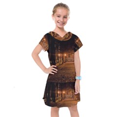 City Night Dark Architecture Lamps Kids  Drop Waist Dress by Sudhe