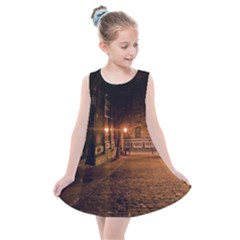 City Night Dark Architecture Lamps Kids  Summer Dress by Sudhe
