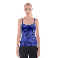 Neon Abstract Cobalt Blue Wood Spaghetti Strap Top by Bajindul