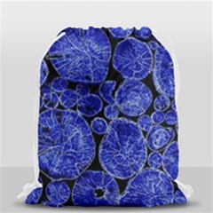 Neon Abstract Cobalt Blue Wood Drawstring Bag (small) by Bajindul