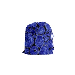 Neon Abstract Cobalt Blue Wood Drawstring Pouch (xs) by Bajindul