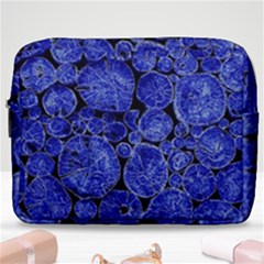 Neon Abstract Cobalt Blue Wood Make Up Pouch (large) by Bajindul