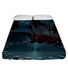 Gear Gears Technology Transmission Fitted Sheet (queen Size) by Simbadda