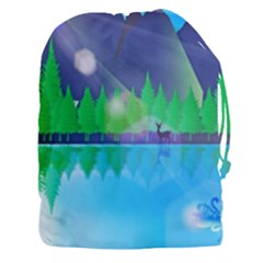 Forest Landscape Pine Trees Forest Drawstring Pouch (xxxl) by Simbadda