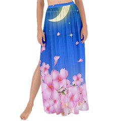 Sakura Cherry Blossom Night Moon Maxi Chiffon Tie-up Sarong by Simbadda