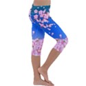 Sakura Cherry Blossom Night Moon Kids  Lightweight Velour Capri Leggings  View3