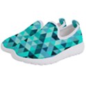 Teal Triangles Pattern Kids  Slip On Sneakers View2