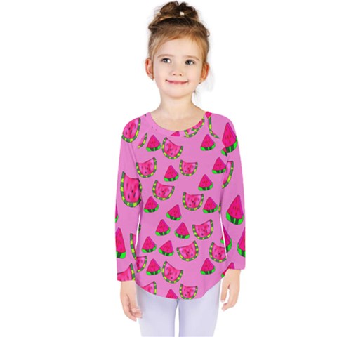Watermelons Pattern Kids  Long Sleeve Tee by bloomingvinedesign