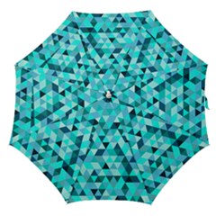 Teal Triangles Pattern Straight Umbrellas by LoolyElzayat