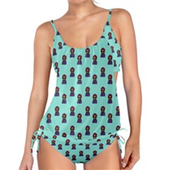 Nerdy 60s  Girl Pattern Aqua Tankini Set by snowwhitegirl