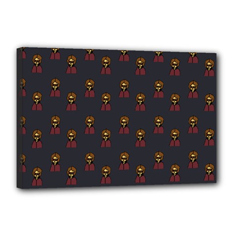 Nerdy 60s  Girl Pattern Grey Canvas 18  X 12  (stretched) by snowwhitegirl