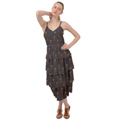 Nerdy 60s  Girl Pattern Grey Layered Bottom Dress by snowwhitegirl