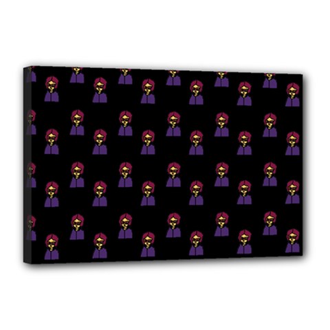 Nerdy 60s  Girl Pattern Black Canvas 18  X 12  (stretched) by snowwhitegirl