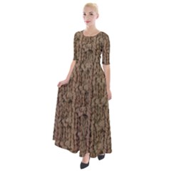 Knitted Wool Brown Half Sleeves Maxi Dress by snowwhitegirl