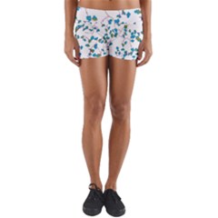 White Blue Green Springs Flora    Yoga Shorts by 1dsign