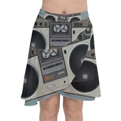 Radio Cassette Speaker Sound Audio Chiffon Wrap Front Skirt by Simbadda