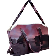 Rocks Sky Landscape Sea Wave Canvas Crossbody Bag by Simbadda