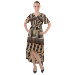 Architecture Geometry Front Wrap High Low Dress by Simbadda
