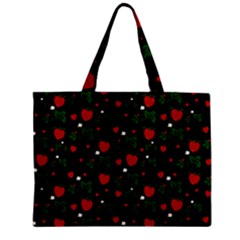Strawberries Pattern Zipper Mini Tote Bag by bloomingvinedesign