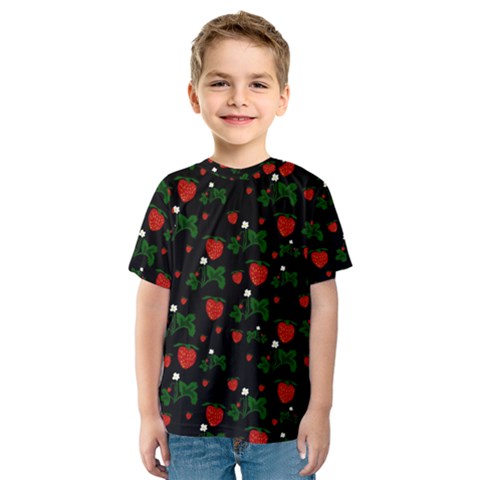 Strawberries Pattern Kids  Sport Mesh Tee by bloomingvinedesign