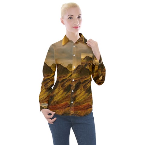Painting Oil Painting Photo Painting Women s Long Sleeve Pocket Shirt by Sudhe