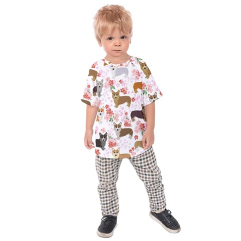 Corgis Corgi Pattern Kids  Raglan Tee by Sudhe