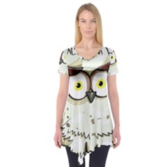 Owl Bird Eyes Cartoon Good Short Sleeve Tunic  by Sudhe