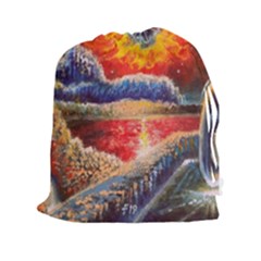 Sci Fi  Landscape Painting Drawstring Pouch (xxl) by Sudhe