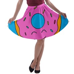 Donut Doughnut Dessert Clip Art A-line Skater Skirt by Simbadda
