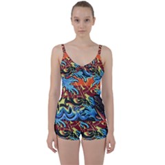 Graffiti Colourful Street Art Art Tie Front Two Piece Tankini by Simbadda
