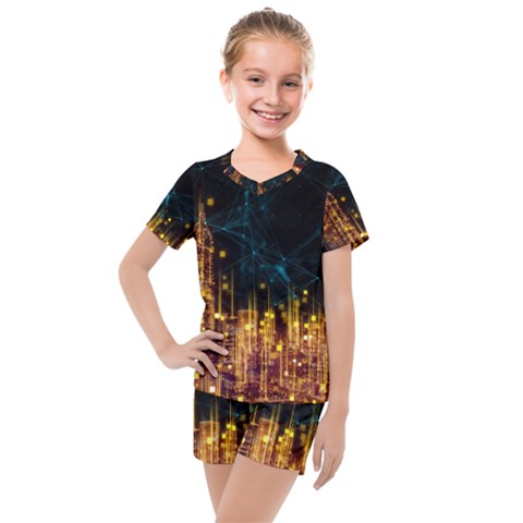 Architecture Buildings City Kids  Mesh Tee And Shorts Set by Simbadda