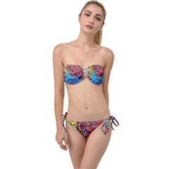 Graffiti Wall Mural Painting Arts Twist Bandeau Bikini Set by Simbadda