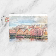 Architecture City Buildings River Canvas Cosmetic Bag (medium) by Simbadda