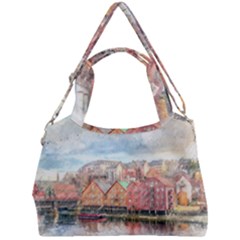 Architecture City Buildings River Double Compartment Shoulder Bag by Simbadda