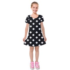 Swiss Cross Pattern Kids  Short Sleeve Velvet Dress by Valentinaart